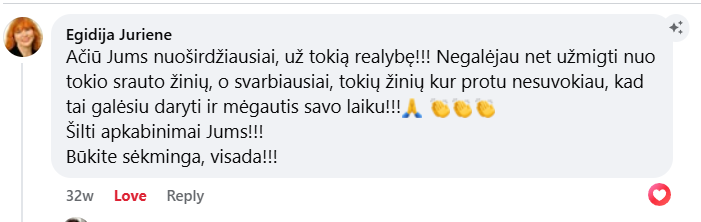 Dalyvės atsiliepimas