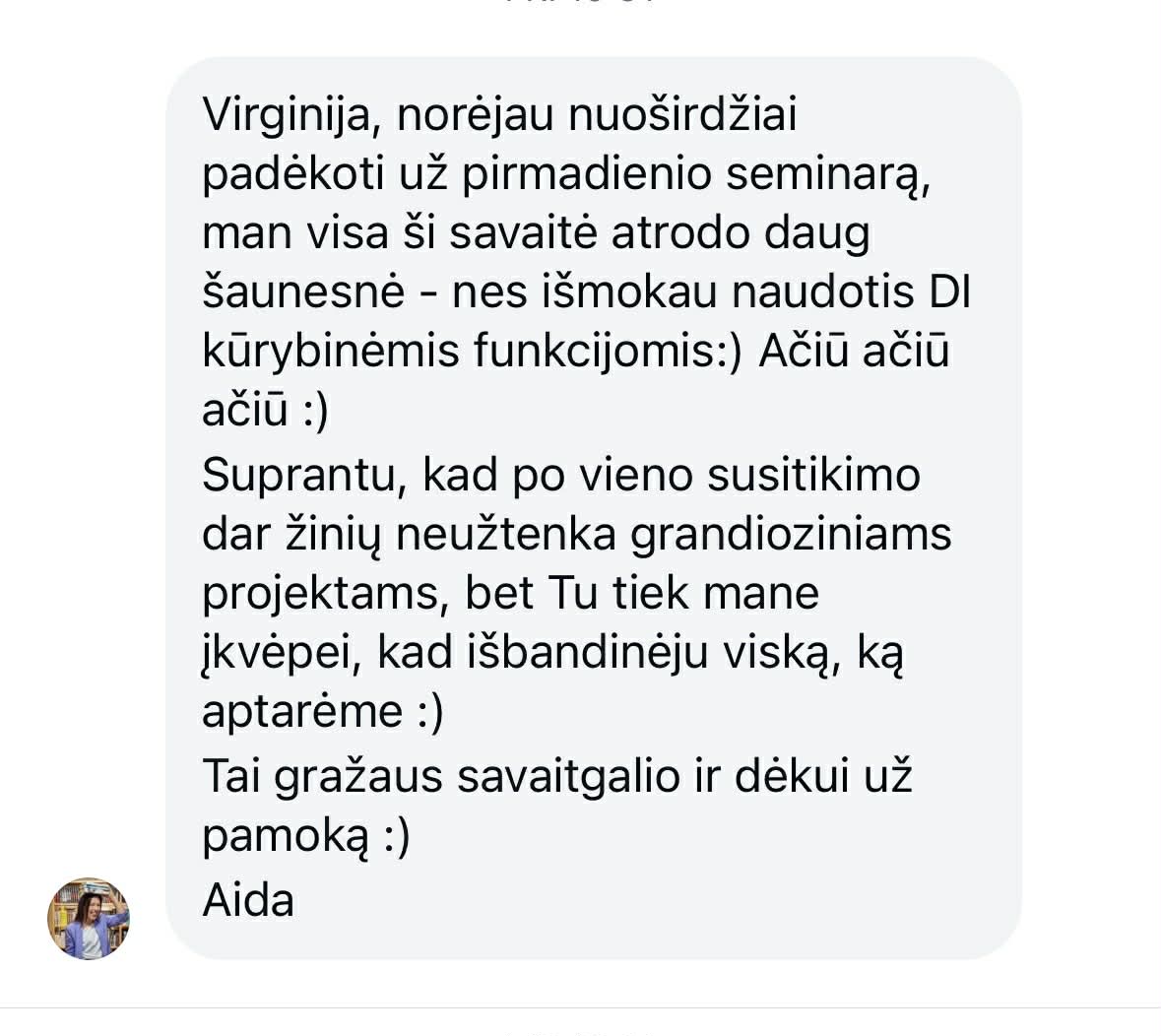 Dalyvės atsiliepimas