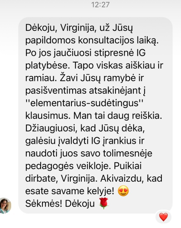 Dalyvės atsiliepimas