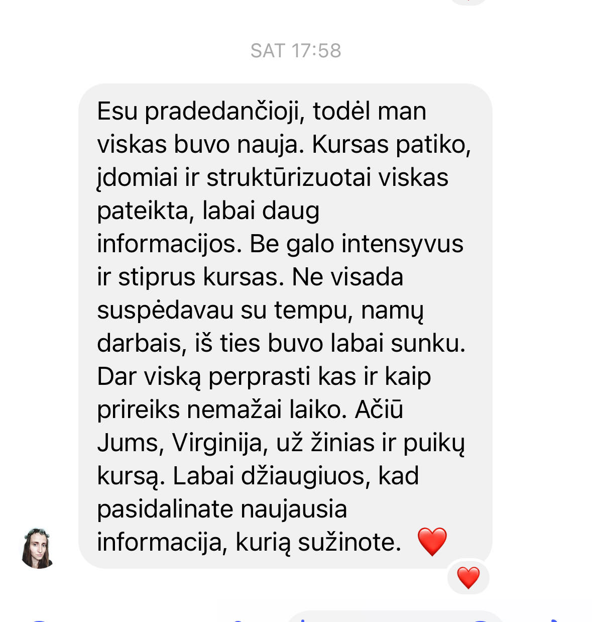 Dalyvės atsiliepimas