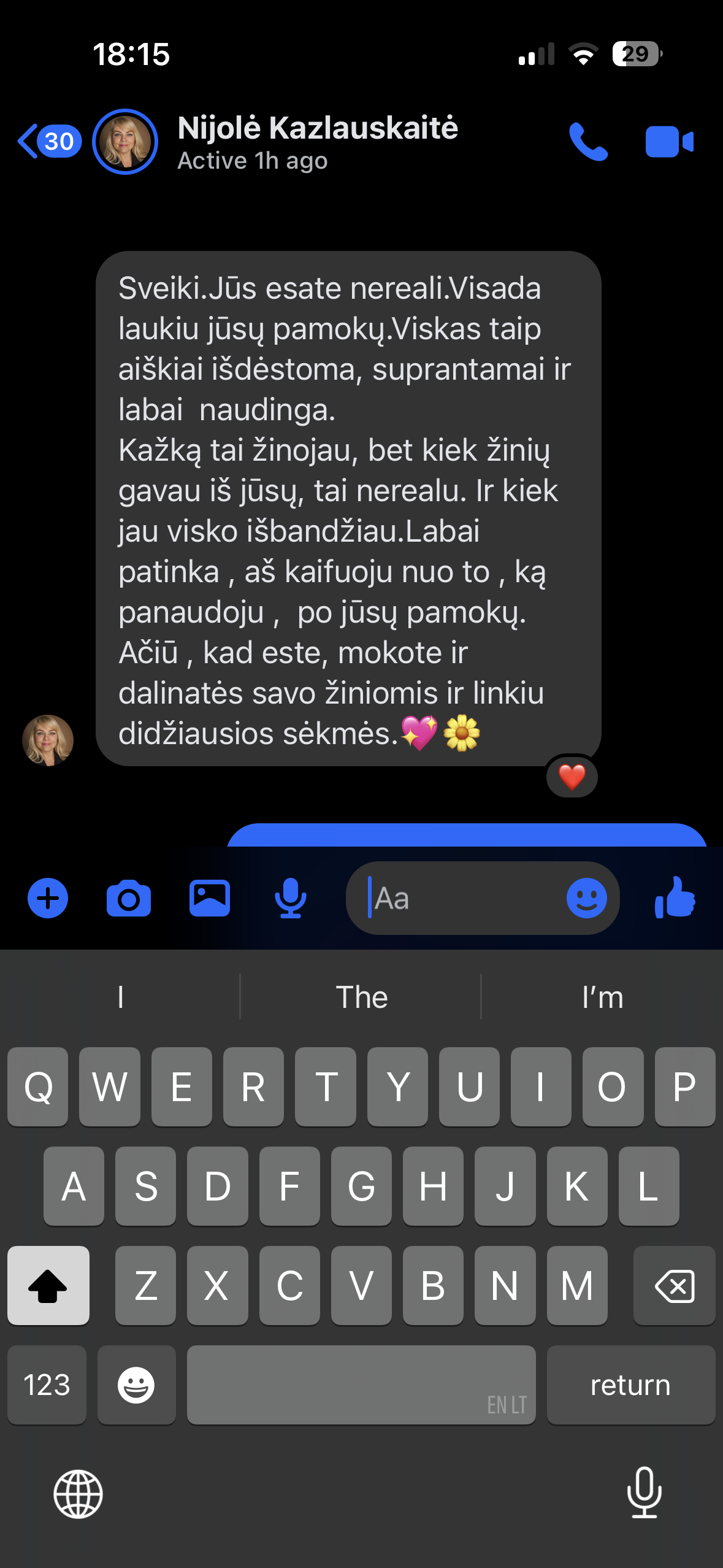 Dalyvės atsiliepimas
