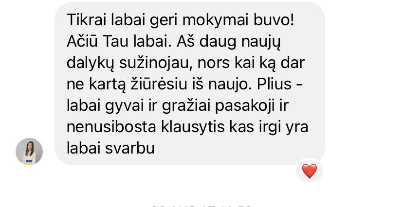 Dalyvės atsiliepimas